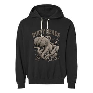 Dirty Octopus Heads With Skateboard Music Lover Garment-Dyed Fleece Hoodie