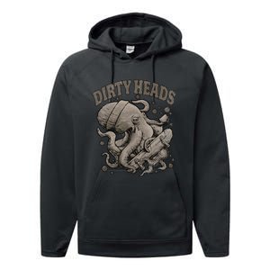 Dirty Octopus Heads With Skateboard Music Lover Performance Fleece Hoodie