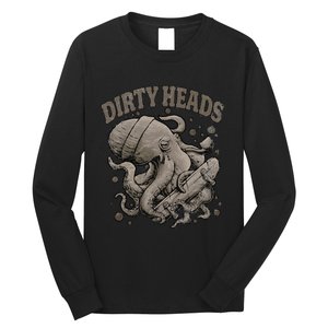 Dirty Octopus Heads With Skateboard Music Lover Long Sleeve Shirt