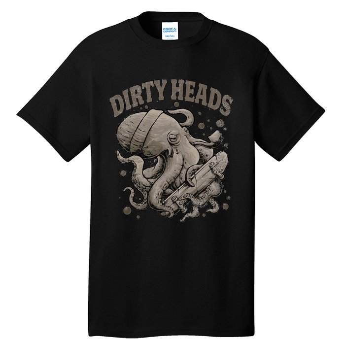 Dirty Octopus Heads With Skateboard Music Lover Tall T-Shirt