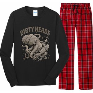 Dirty Octopus Heads With Skateboard Music Lover Long Sleeve Pajama Set