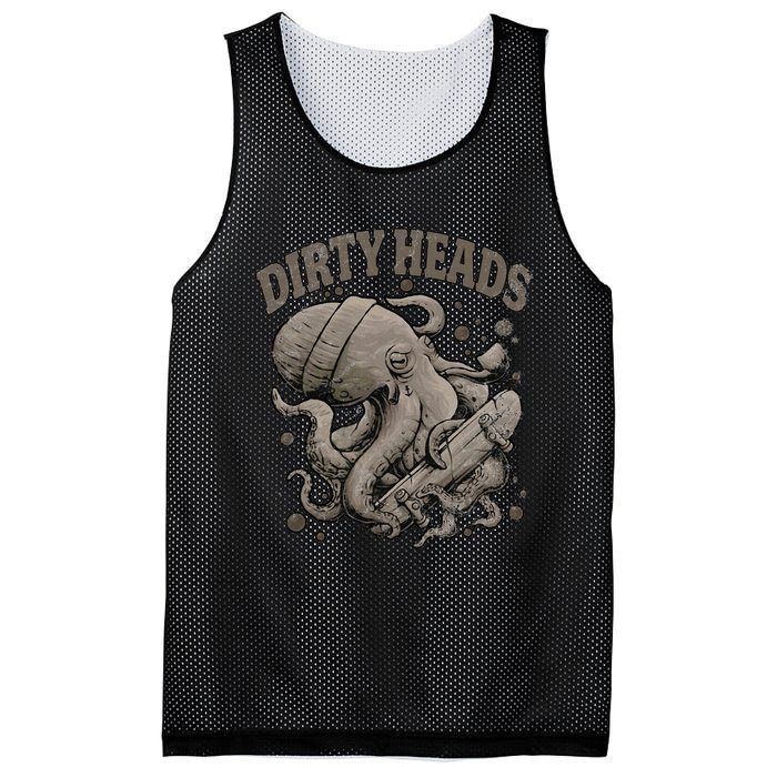 Dirty Octopus Heads With Skateboard Music Lover Mesh Reversible Basketball Jersey Tank