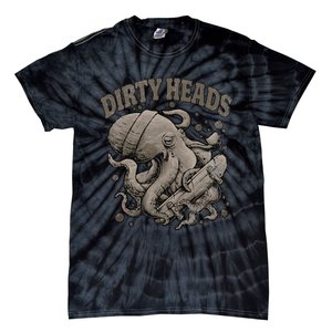 Dirty Octopus Heads With Skateboard Music Lover Tie-Dye T-Shirt