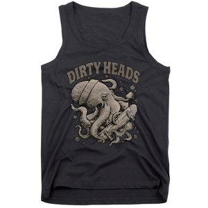 Dirty Octopus Heads With Skateboard Music Lover Tank Top