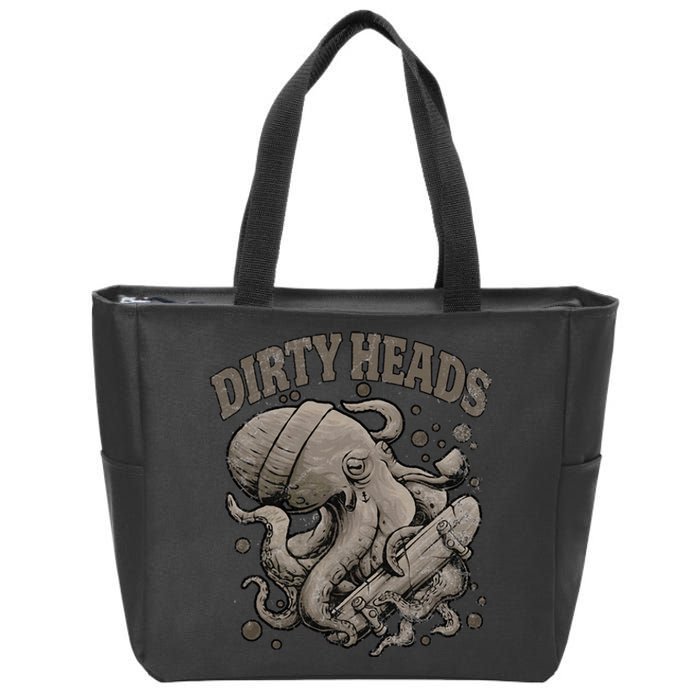 Dirty Octopus Heads With Skateboard Music Lover Zip Tote Bag