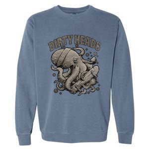 Dirty Octopus Heads With Skateboard Music Lover Garment-Dyed Sweatshirt