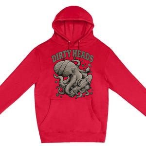 Dirty Octopus Heads With Skateboard Music Lover Premium Pullover Hoodie