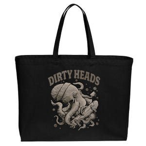 Dirty Octopus Heads With Skateboard Music Lover Cotton Canvas Jumbo Tote