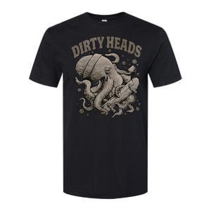 Dirty Octopus Heads With Skateboard Music Lover Softstyle CVC T-Shirt