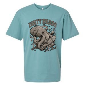 Dirty Octopus Heads With Skateboard Music Lover Sueded Cloud Jersey T-Shirt