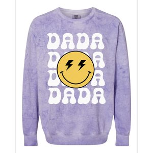 Dada One Happy Dude Birthday Theme Family Matching Colorblast Crewneck Sweatshirt