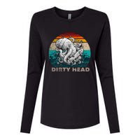 Dirty Octopus Heads With Skateboard Music Lover Vintage Womens Cotton Relaxed Long Sleeve T-Shirt