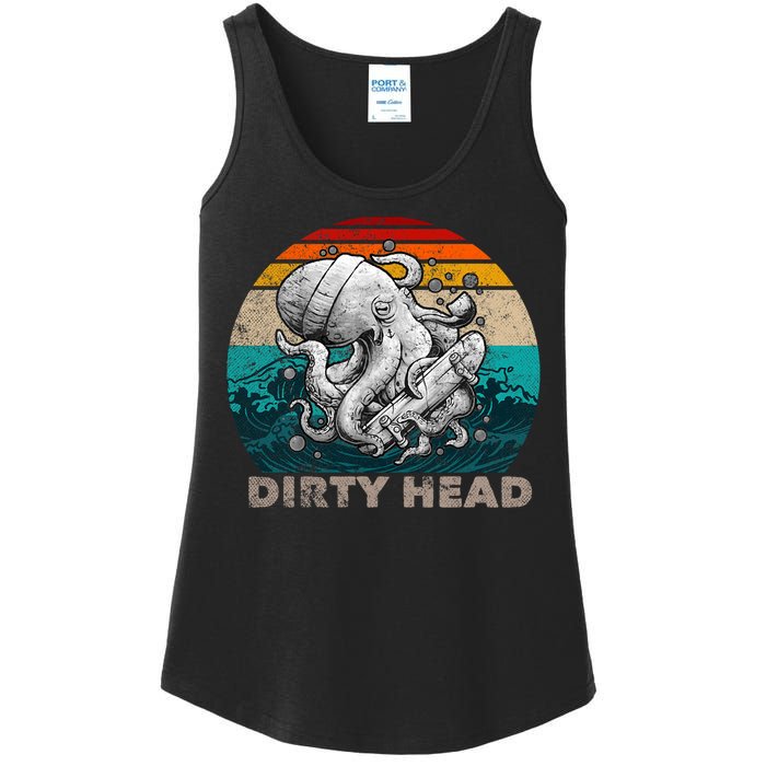 Dirty Octopus Heads With Skateboard Music Lover Vintage Ladies Essential Tank