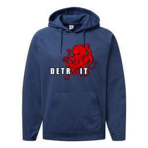 Detroit Octopus Hockey Kraken Downtown Motor City Performance Fleece Hoodie