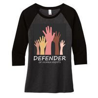 Defender Of Human Rights Women's Tri-Blend 3/4-Sleeve Raglan Shirt