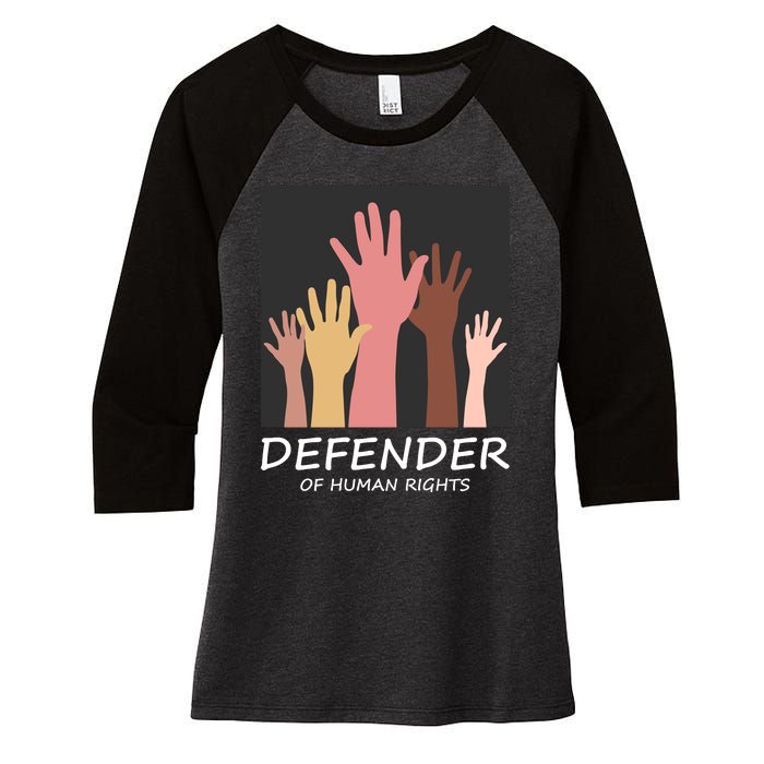 Defender Of Human Rights Women's Tri-Blend 3/4-Sleeve Raglan Shirt