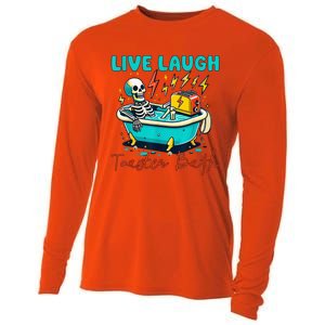 Dread Optimism Humor Live Laugh Toaster Bath Skeleton Cooling Performance Long Sleeve Crew