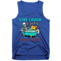 Dread Optimism Humor Live Laugh Toaster Bath Skeleton Tank Top