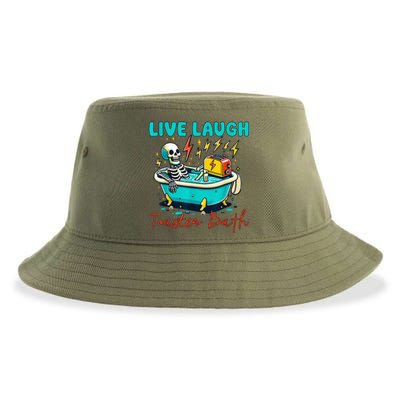 Dread Optimism Humor Live Laugh Toaster Bath Skeleton Sustainable Bucket Hat