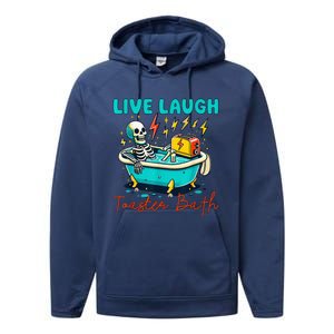 Dread Optimism Humor Live Laugh Toaster Bath Skeleton Performance Fleece Hoodie