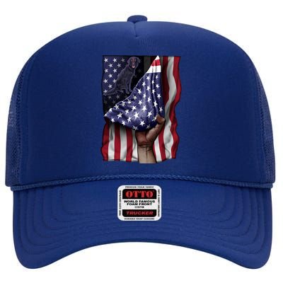 Day Of Independence Us Flag Flatgiftcoated Retriever Meaningful Gift High Crown Mesh Back Trucker Hat