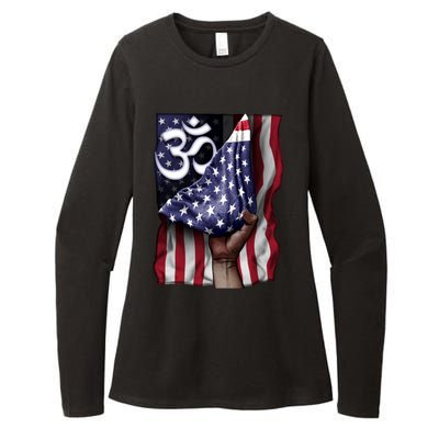 Day Of Independence Us Flag Om Yoga Mediatation Namaste Funny Gift Womens CVC Long Sleeve Shirt