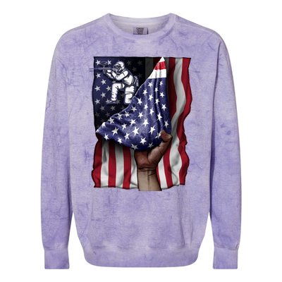 Day Of Independence Us Flag Paintball Funny Gift Colorblast Crewneck Sweatshirt