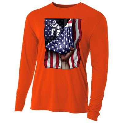 Day Of Independence Us Flag Paintball Funny Gift Cooling Performance Long Sleeve Crew