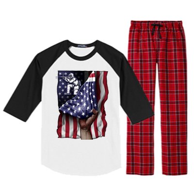 Day Of Independence Us Flag Paintball Funny Gift Raglan Sleeve Pajama Set