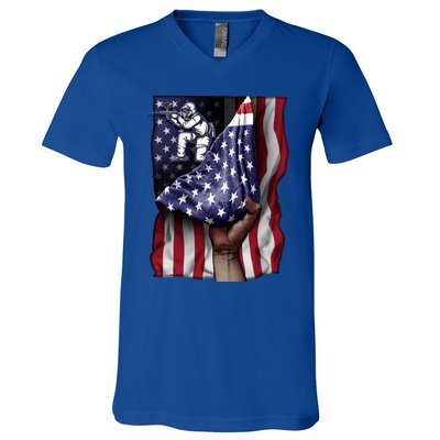 Day Of Independence Us Flag Paintball Funny Gift V-Neck T-Shirt