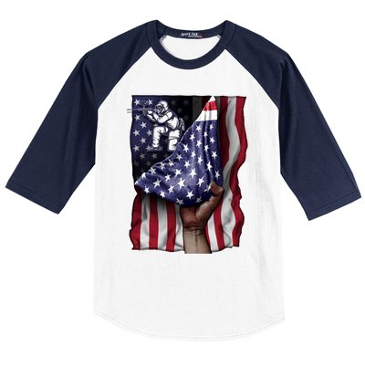 Day Of Independence Us Flag Paintball Funny Gift Baseball Sleeve Shirt