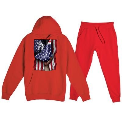 Day Of Independence Us Flag Paintball Funny Gift Premium Hooded Sweatsuit Set