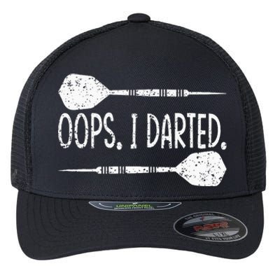 Darts Oops I Darted Dartboard Funny Dart Player Flexfit Unipanel Trucker Cap