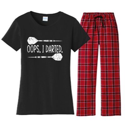 Darts Oops I Darted Dartboard Funny Dart Player Women's Flannel Pajama Set