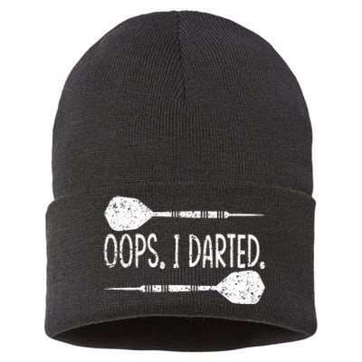 Darts Oops I Darted Dartboard Funny Dart Player Sustainable Knit Beanie