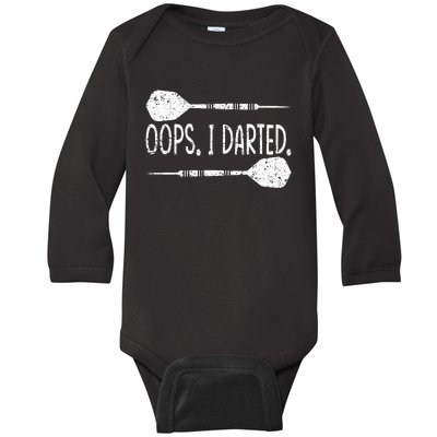 Darts Oops I Darted Dartboard Funny Dart Player Baby Long Sleeve Bodysuit