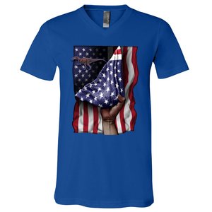 Day Of Independence Us Flag Baryonyx Meaningful Gift V-Neck T-Shirt