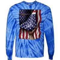 Day Of Independence Us Flag Baryonyx Meaningful Gift Tie-Dye Long Sleeve Shirt