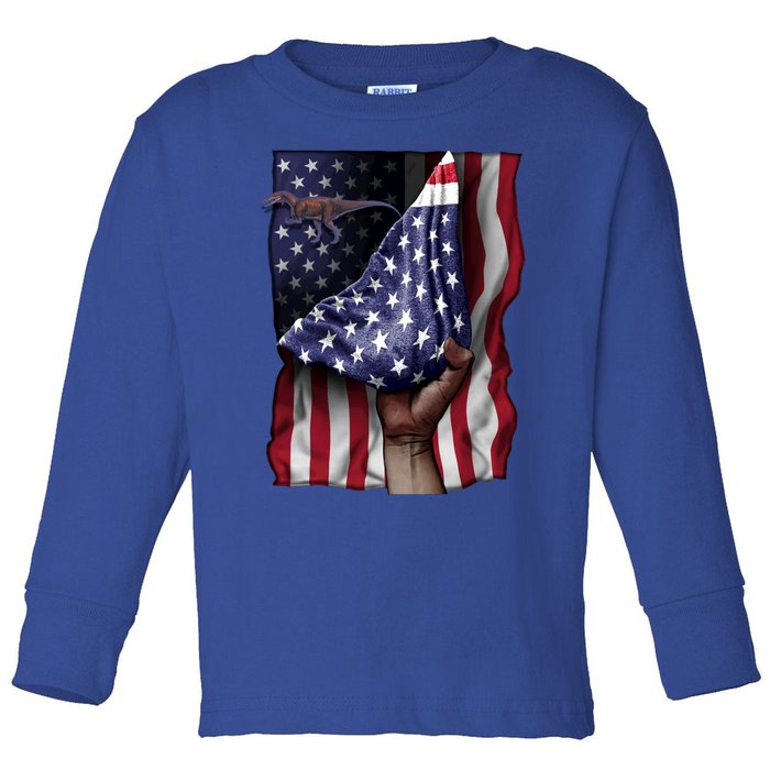 Day Of Independence Us Flag Baryonyx Meaningful Gift Toddler Long Sleeve Shirt