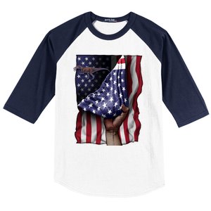 Day Of Independence Us Flag Baryonyx Meaningful Gift Baseball Sleeve Shirt