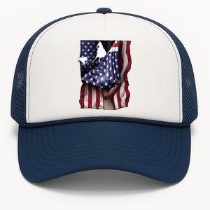 Day Of Independence Us Flag Calf Roper Funny Gift Trucker Hat