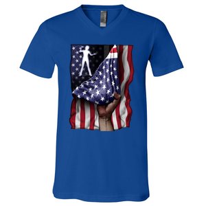 Day Of Independence Us Flag Classical Guitar Meaningful Gift V-Neck T-Shirt