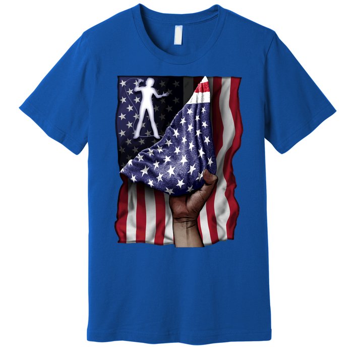 Day Of Independence Us Flag Classical Guitar Meaningful Gift Premium T-Shirt