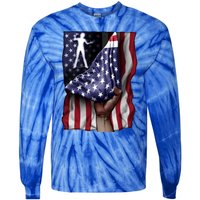 Day Of Independence Us Flag Classical Guitar Meaningful Gift Tie-Dye Long Sleeve Shirt