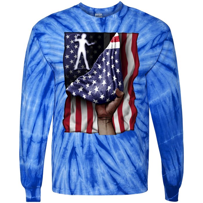 Day Of Independence Us Flag Classical Guitar Meaningful Gift Tie-Dye Long Sleeve Shirt