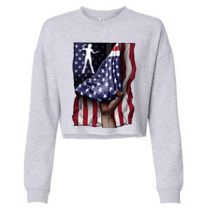 Day Of Independence Us Flag Classical Guitar Meaningful Gift Cropped Pullover Crew