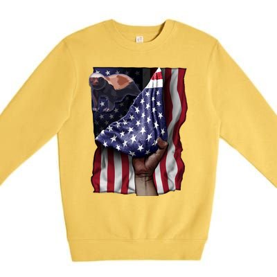 Day Of Independence Us Flag Honey Badger Gift Premium Crewneck Sweatshirt