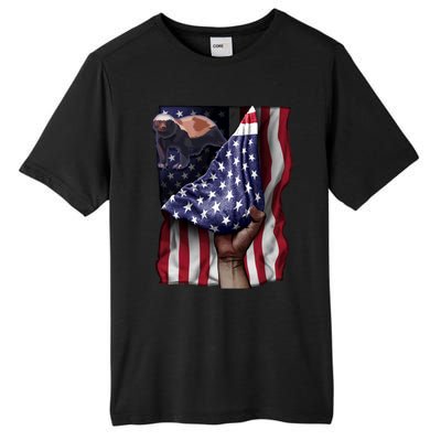 Day Of Independence Us Flag Honey Badger Gift Tall Fusion ChromaSoft Performance T-Shirt