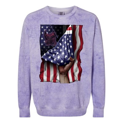 Day Of Independence Us Flag Gargoyle Gift Colorblast Crewneck Sweatshirt