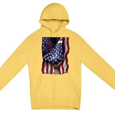 Day Of Independence Us Flag Gargoyle Gift Premium Pullover Hoodie